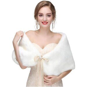 Women's Faux Fur Wraps Wedding Fur Shawls Sleeveless 1920 Faux Fur Stole for Wom